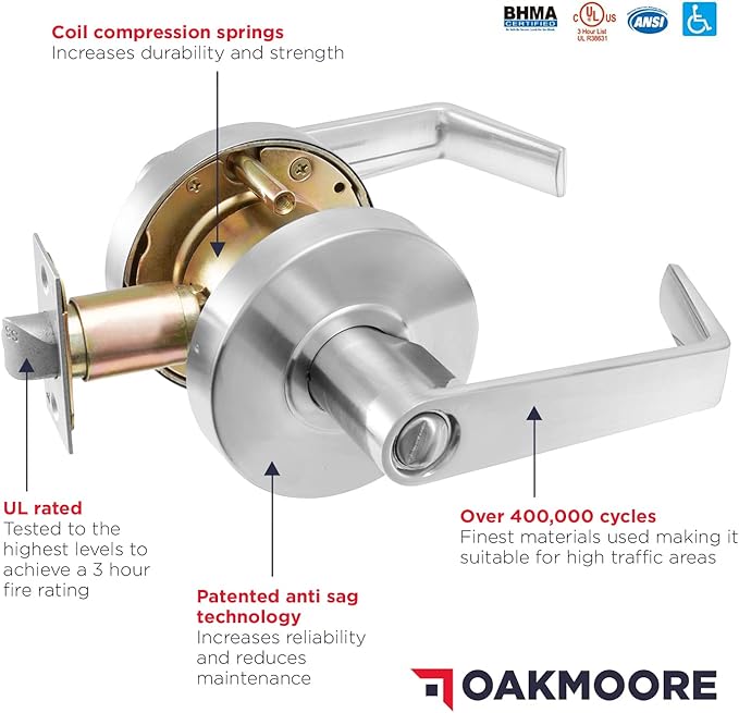 Commercial Door Handle Locks - Satin Finish