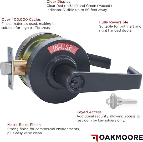Keyed Entry Commercial Door Handle - Black