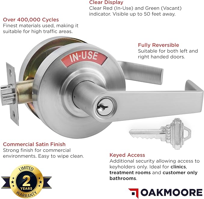 Keyed Entry Commercial Door Handle - Silver