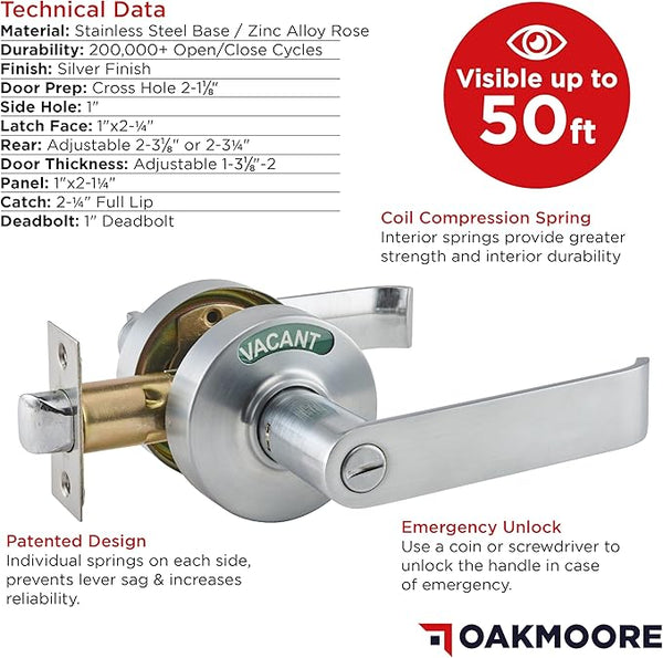Commercial Door Handle Lock - Silver