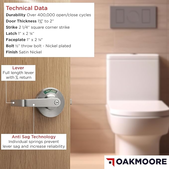 Commercial Bathroom Door Handle with Indicator Lock